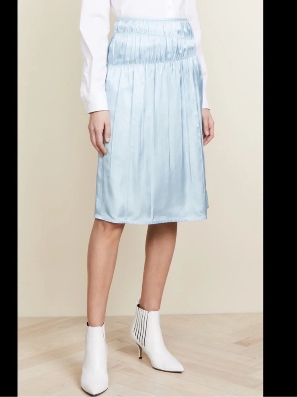 Helmut Lang Ruched Slip Skirt Icy Blue $572